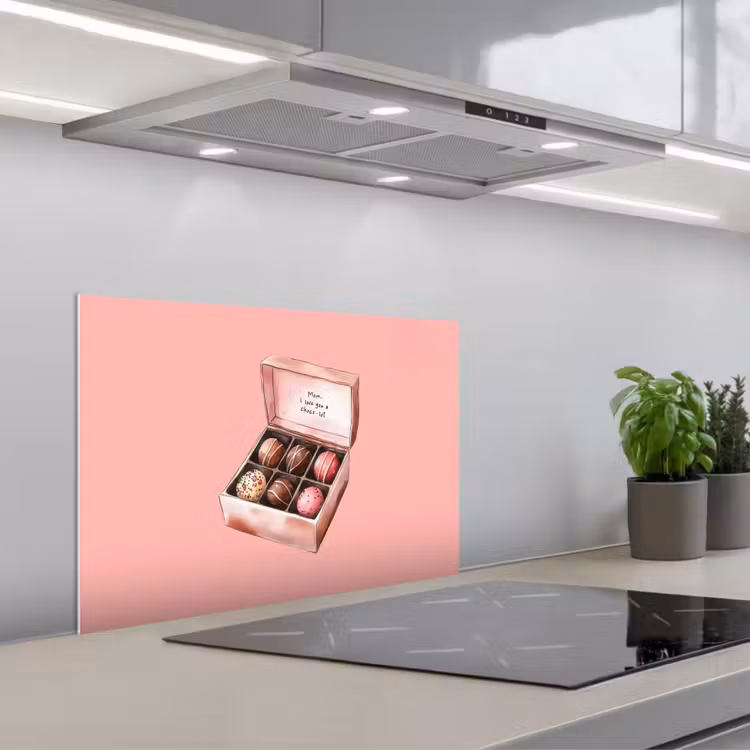 Kitchen splashback for hob - Box - Bonbons - Loving - Text — 1