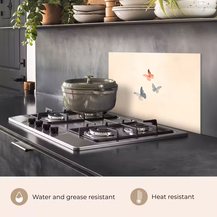 Kitchen splashback for hob - Butterflies - Minimalist - Pink — 2