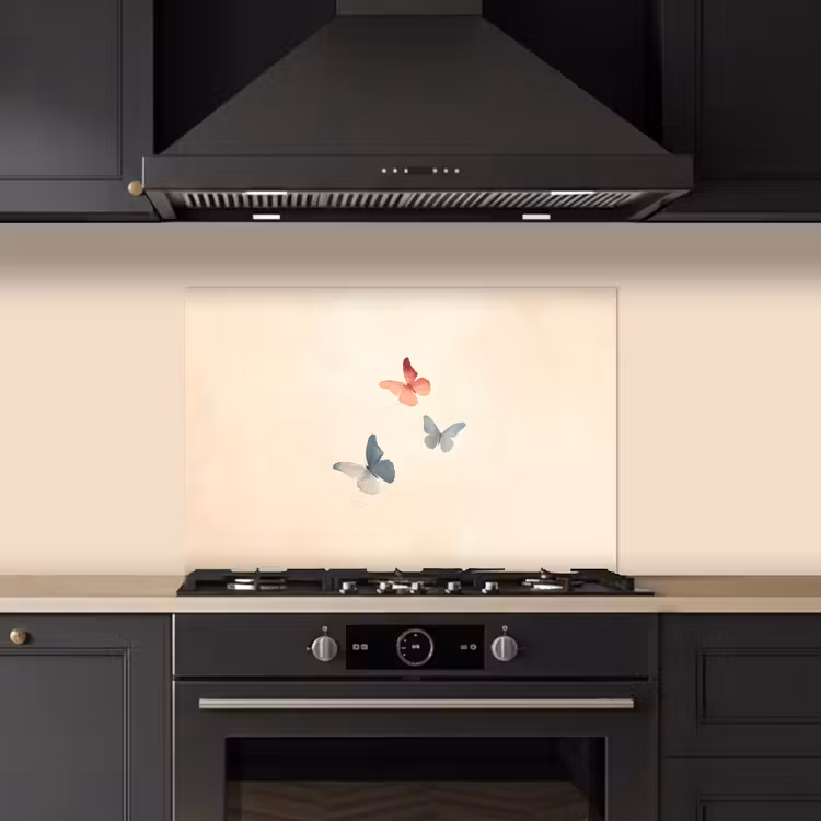 Kitchen splashback for hob - Butterflies - Minimalist - Pink — 5