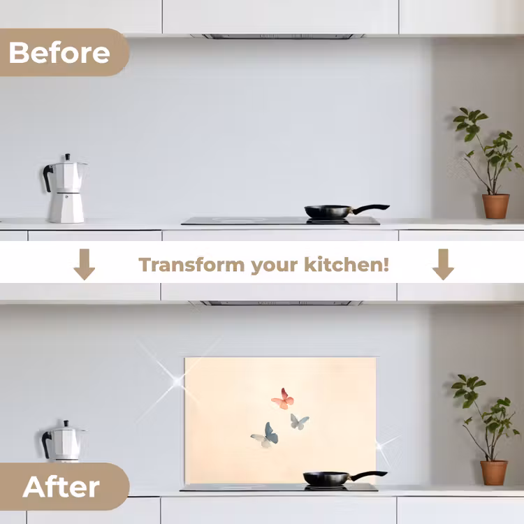 Kitchen splashback for hob - Butterflies - Minimalist - Pink — 7