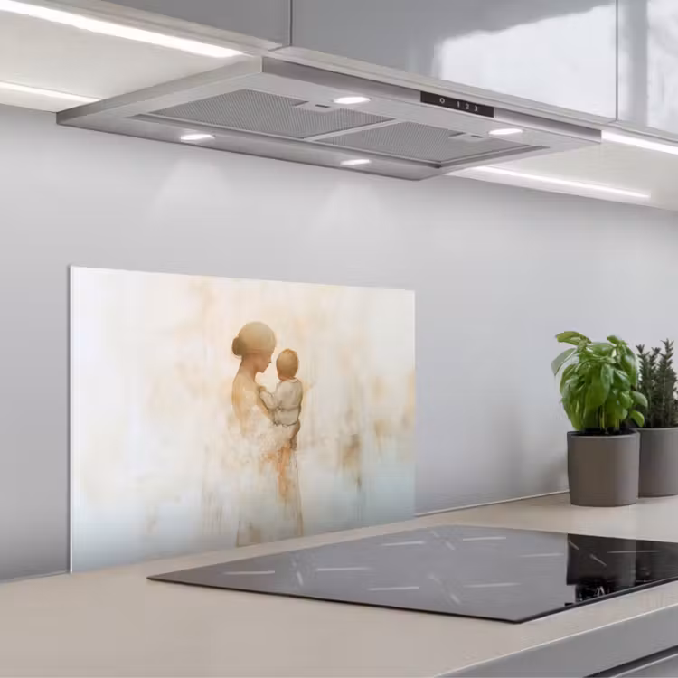 Kitchen splashback for hob - Child - Mother - Watercolor Painting — 1