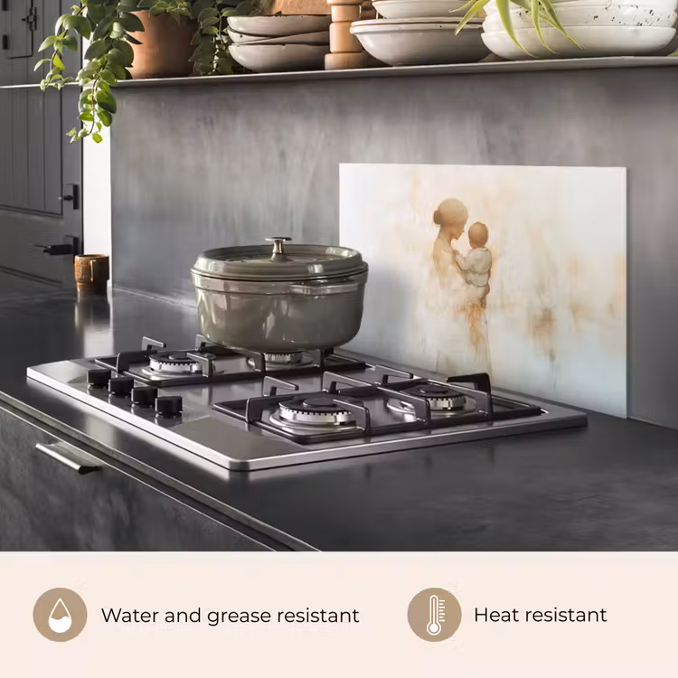 Kitchen splashback for hob - Child - Mother - Watercolor Painting — 2