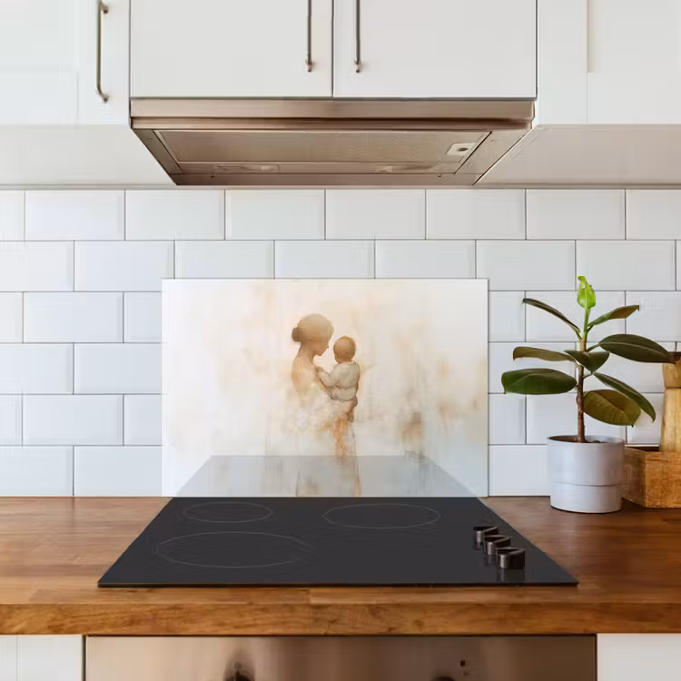 Kitchen splashback for hob - Child - Mother - Watercolor Painting — 3