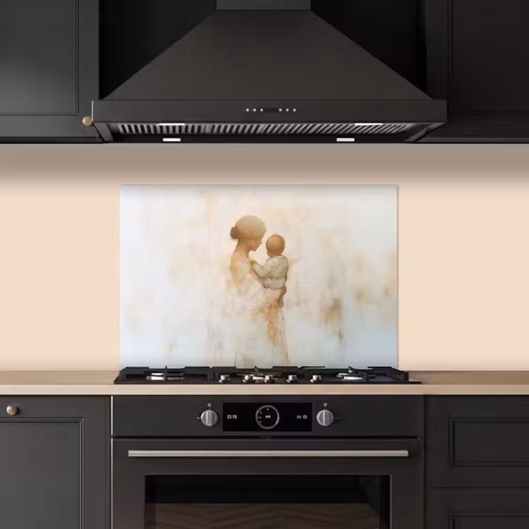 Kitchen splashback for hob - Child - Mother - Watercolor Painting — 5