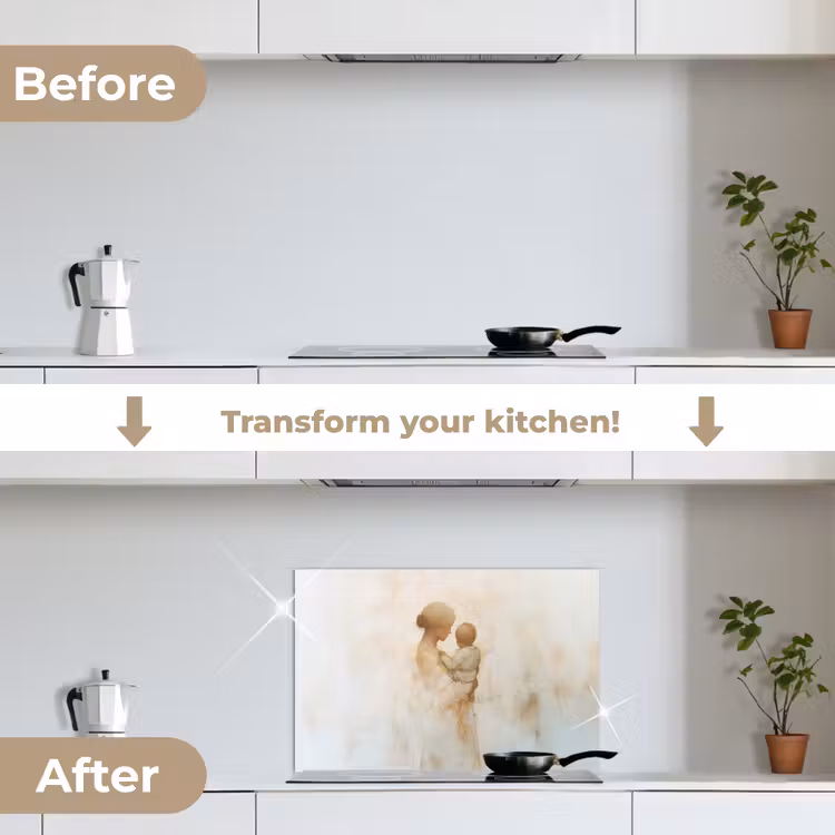 Kitchen splashback for hob - Child - Mother - Watercolor Painting — 7