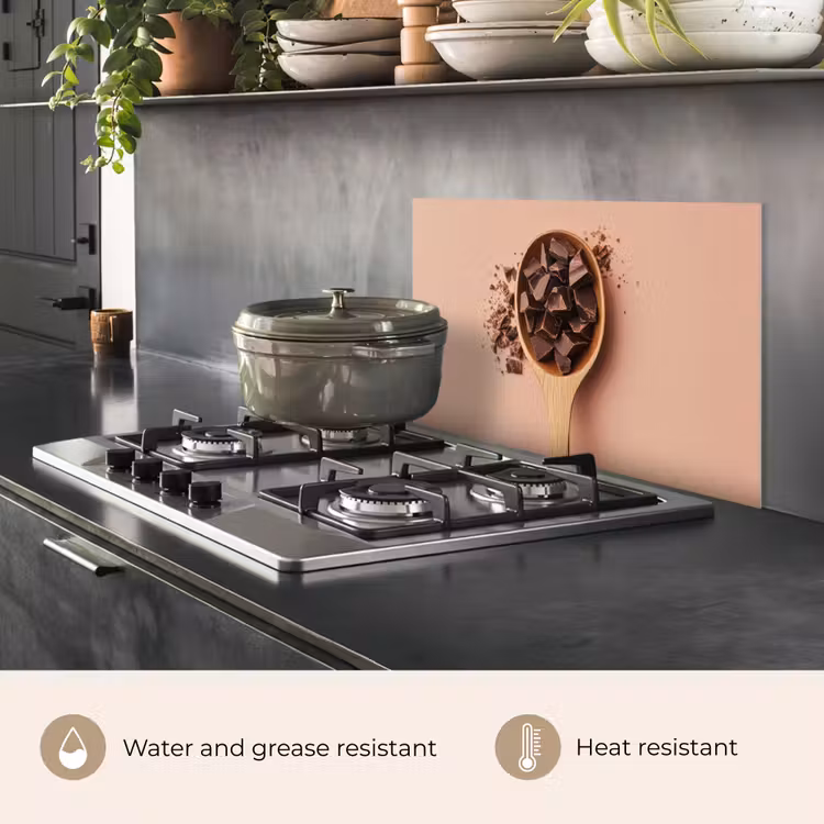Kitchen splashback for hob - Chocolate - Wood - Spoon — 2