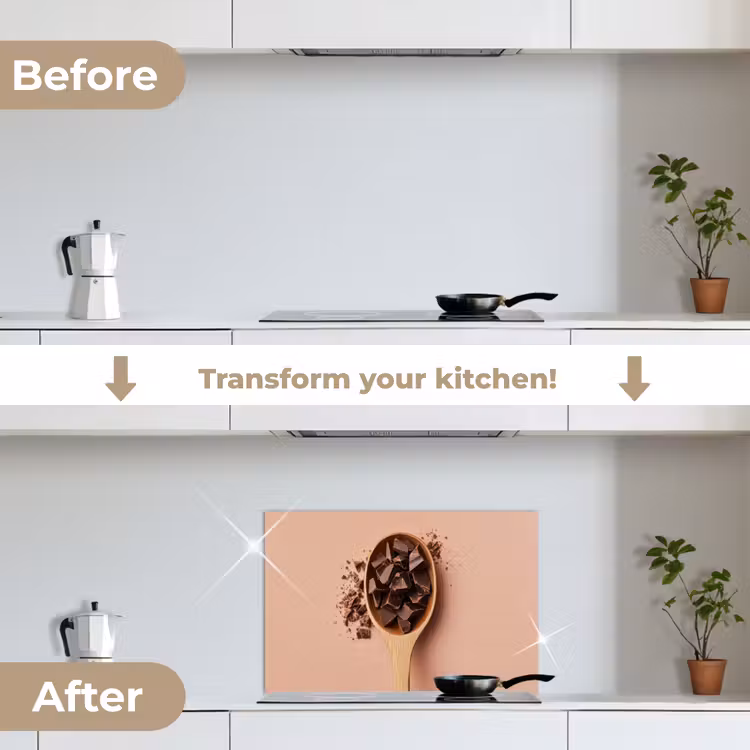 Kitchen splashback for hob - Chocolate - Wood - Spoon — 7