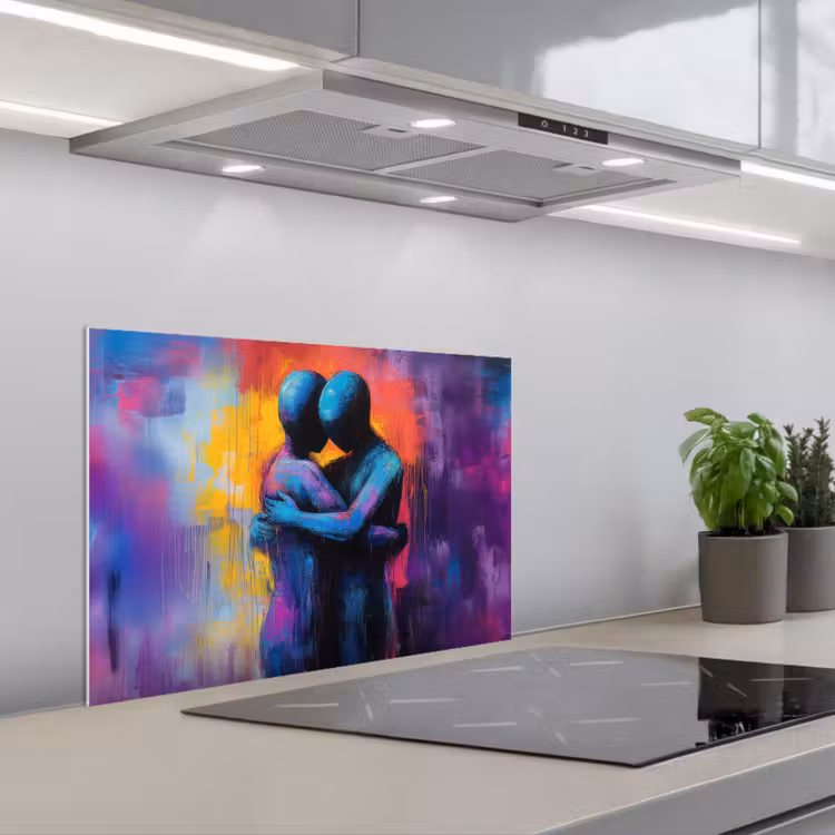 Kitchen splashback for hob - Embracing - Bodies - Purple — 1
