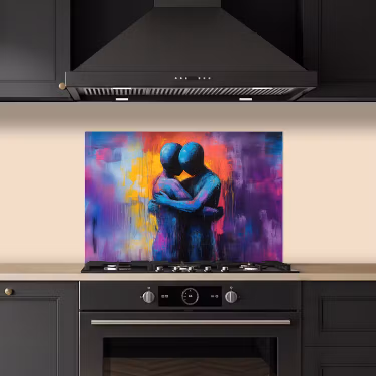 Kitchen splashback for hob - Embracing - Bodies - Purple — 5