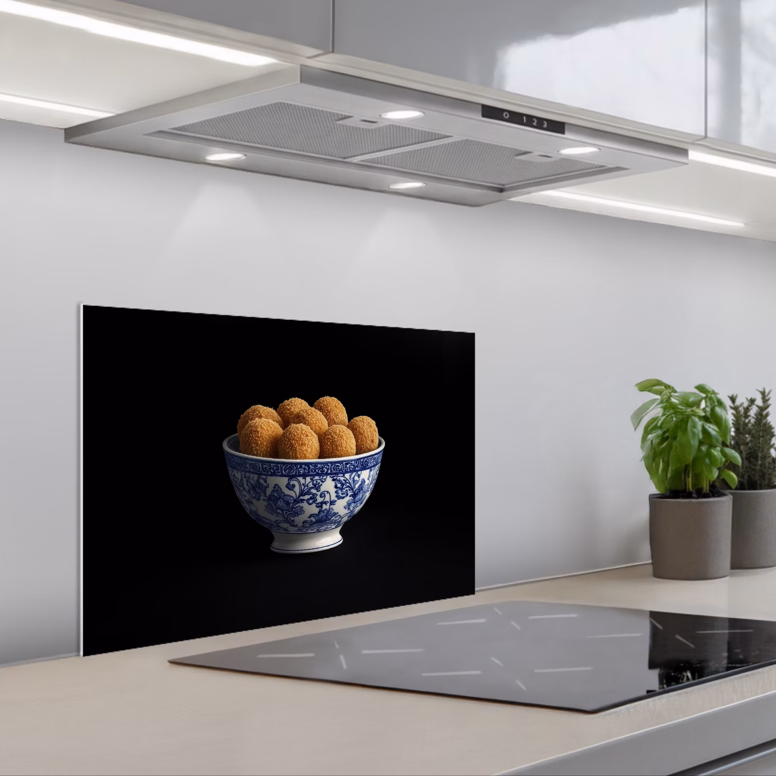 Kitchen splashback for hob - Delft blue - Bitterballen - Holland - Bowl — 1