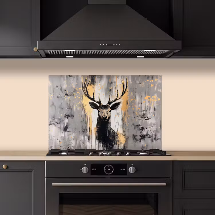 Kitchen splashback for hob - Abstract - Deer - Antlers - Gold — 5
