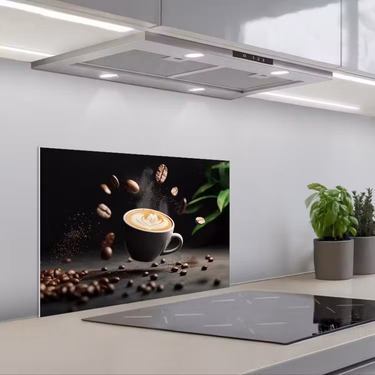 Kitchen splashback for hob - Cappuccino - Cup - Beans - Brown — 1