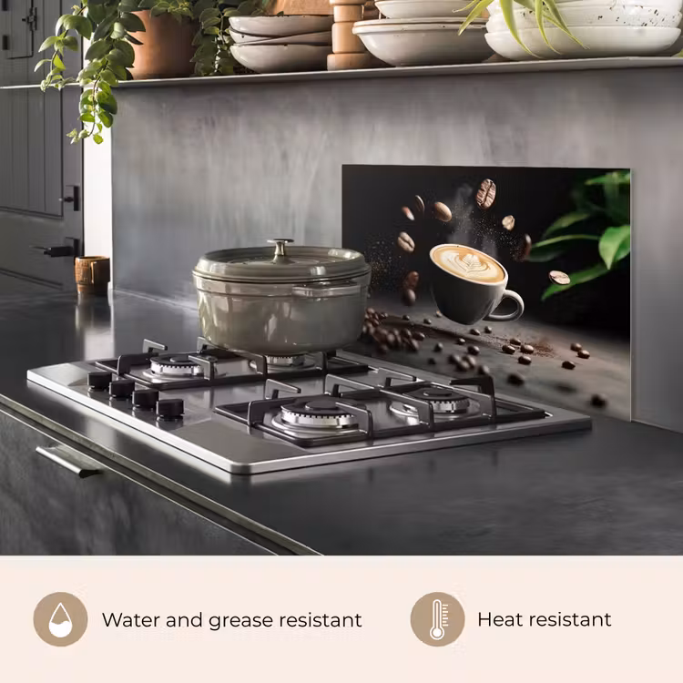 Kitchen splashback for hob - Cappuccino - Cup - Beans - Brown — 2