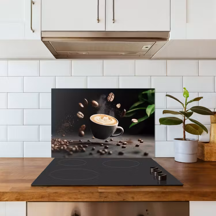 Kitchen splashback for hob - Cappuccino - Cup - Beans - Brown — 3