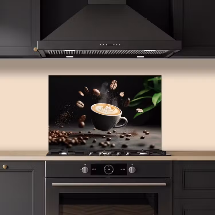 Kitchen splashback for hob - Cappuccino - Cup - Beans - Brown — 5
