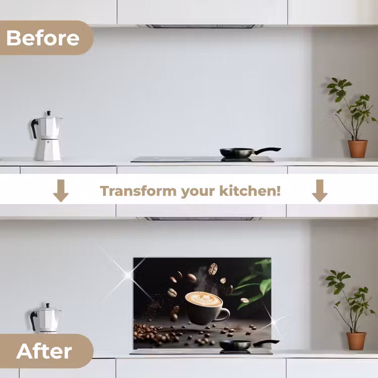 Kitchen splashback for hob - Cappuccino - Cup - Beans - Brown — 7