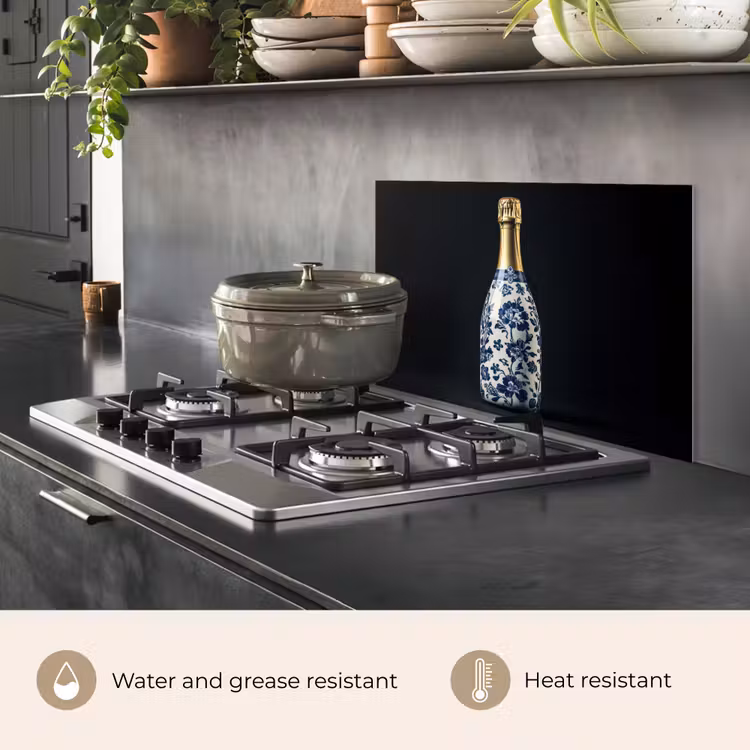 Kitchen splashback for hob - Champagne - Flowers - Gold - Chic — 2