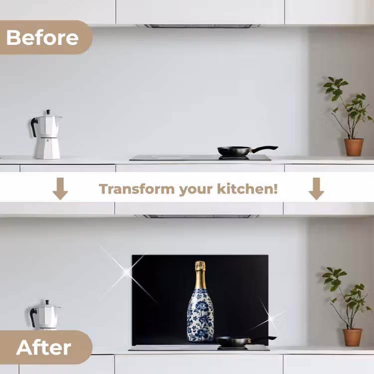 Kitchen splashback for hob - Champagne - Flowers - Gold - Chic — 7