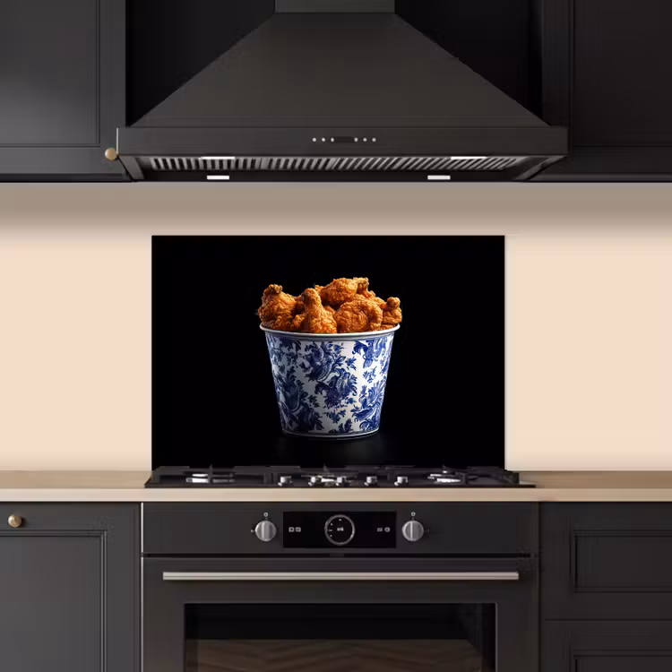 Kitchen splashback for hob - Chicken - Bucket - Delft blue - Delicious — 5