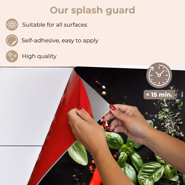 Kitchen splashback for hob - Chilies - Basil - Leaves - Red — 4