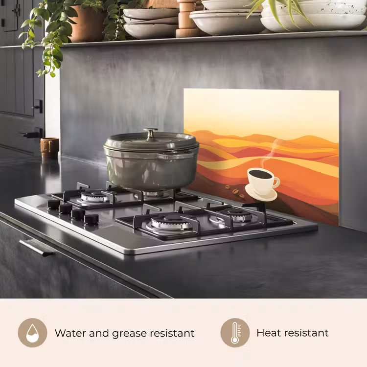 Kitchen splashback for hob - Coffee - Landscape - Orange - Coffee beans — 2