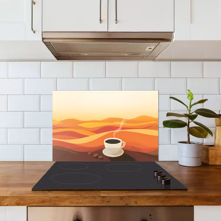 Kitchen splashback for hob - Coffee - Landscape - Orange - Coffee beans — 3