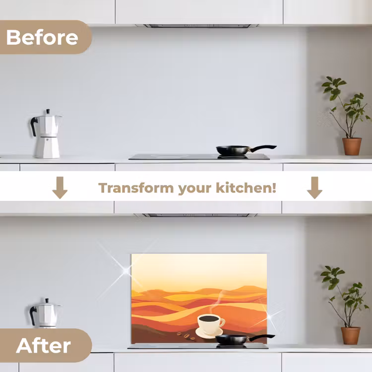 Kitchen splashback for hob - Coffee - Landscape - Orange - Coffee beans — 7
