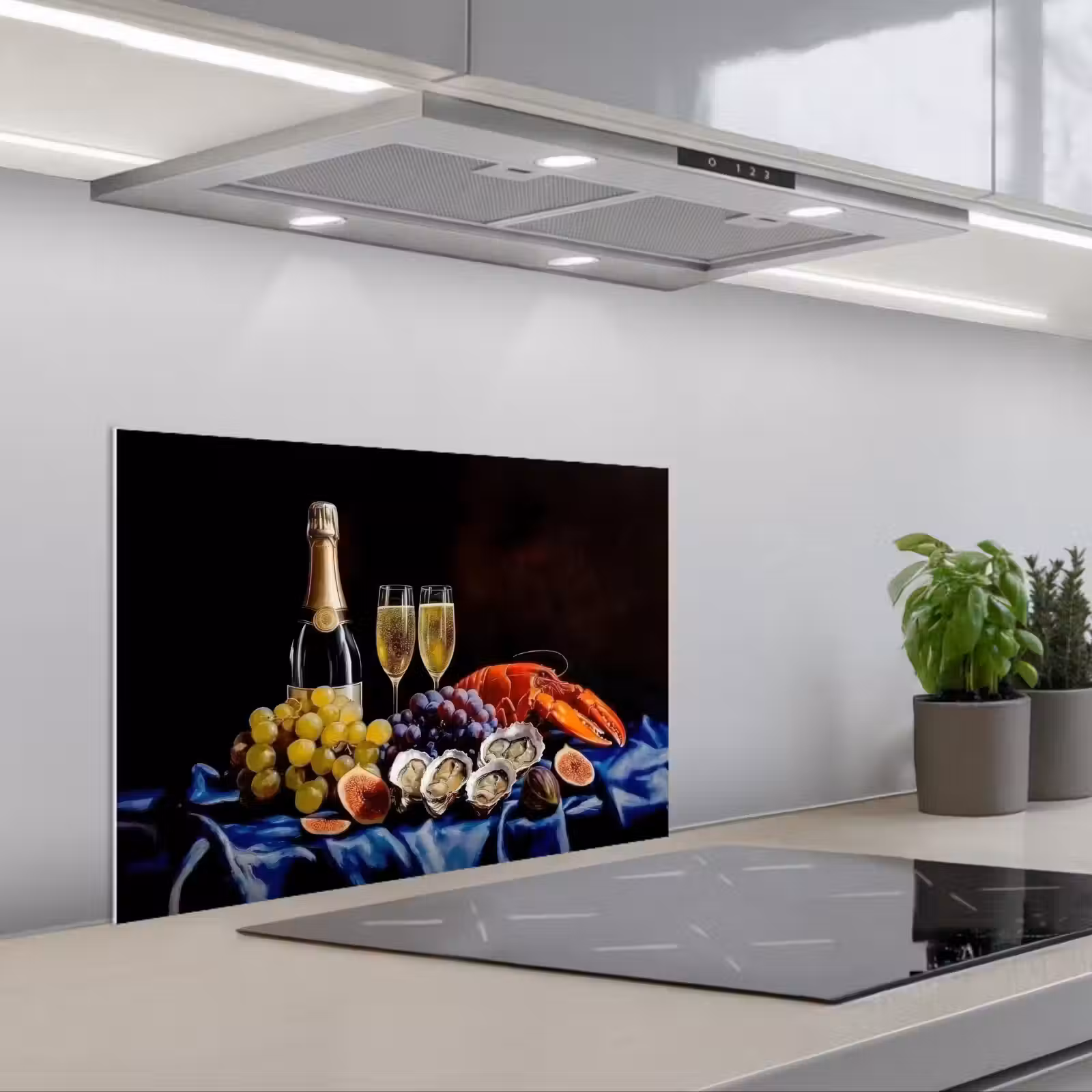 Kitchen splashback for hob - Champagne - Luxury - Oysters — 1