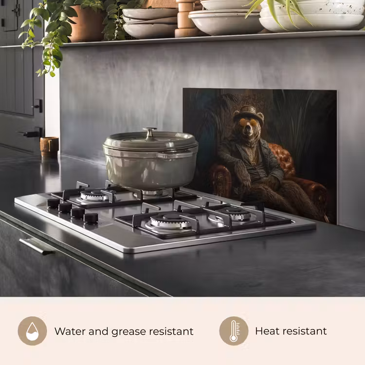 Kitchen splashback for hob - Bear - Brown - Suit - Hat — 2
