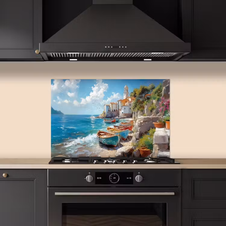 Kitchen splashback for hob - Boats - Rocks - Sea - Sun — 5