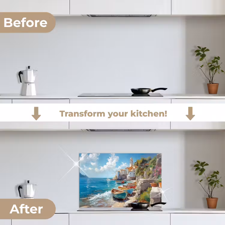 Kitchen splashback for hob - Boats - Rocks - Sea - Sun — 7
