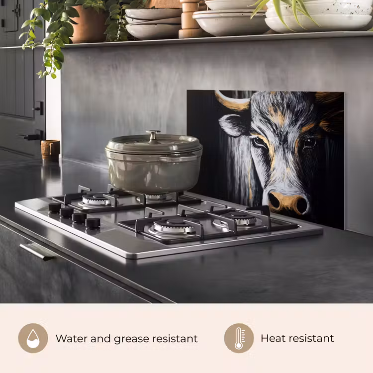Kitchen splashback for hob - Bull - Horns - Muzzle - Gold — 2