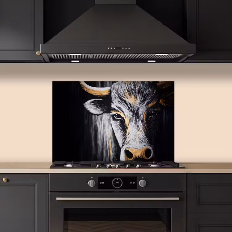 Kitchen splashback for hob - Bull - Horns - Muzzle - Gold — 5