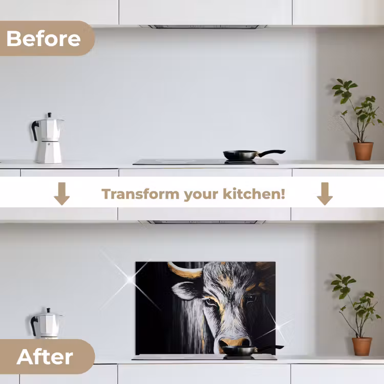 Kitchen splashback for hob - Bull - Horns - Muzzle - Gold — 7