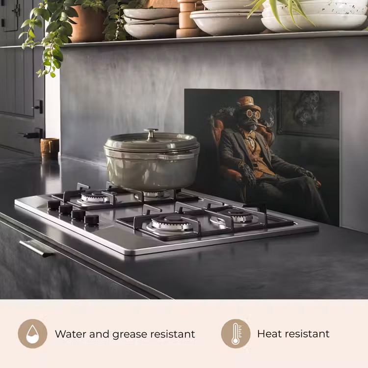 Kitchen splashback for hob - Cat - Suit - Orange - Cigar — 2
