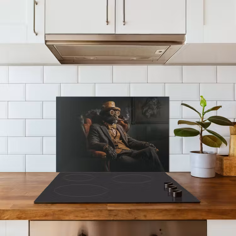 Kitchen splashback for hob - Cat - Suit - Orange - Cigar — 3