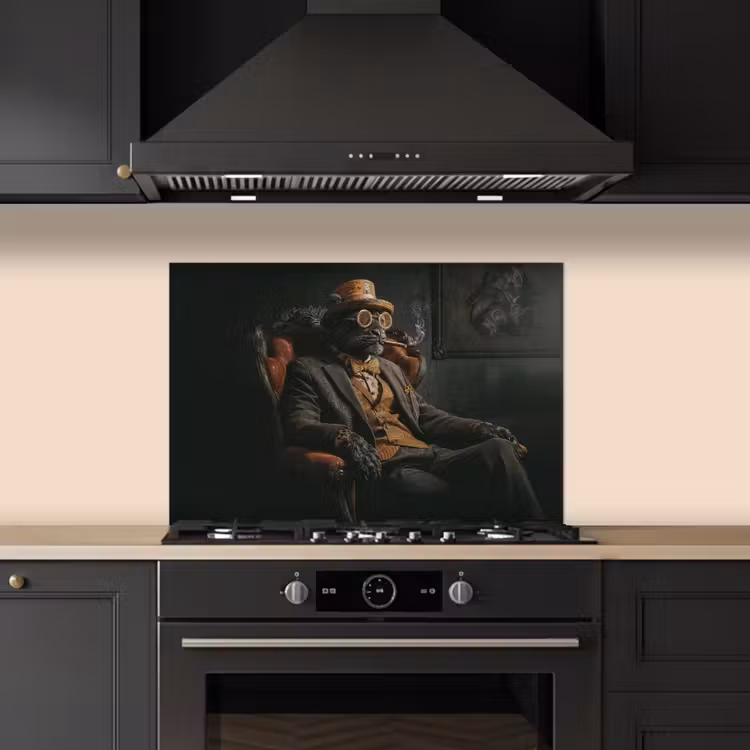 Kitchen splashback for hob - Cat - Suit - Orange - Cigar — 5