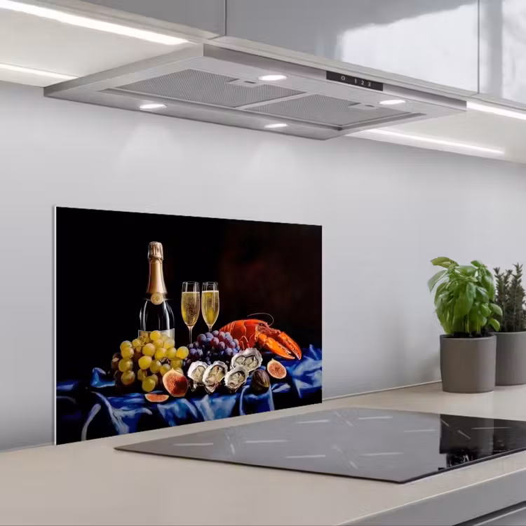 Kitchen splashback for hob - Champagne - Luxury - Oysters — 1