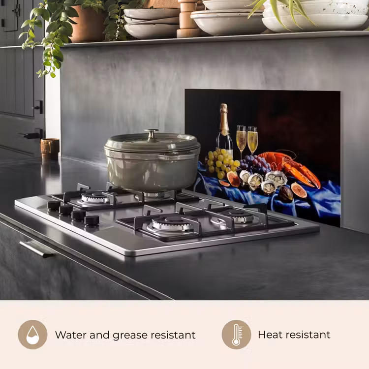 Kitchen splashback for hob - Champagne - Luxury - Oysters — 2