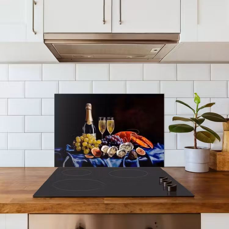 Kitchen splashback for hob - Champagne - Luxury - Oysters — 3
