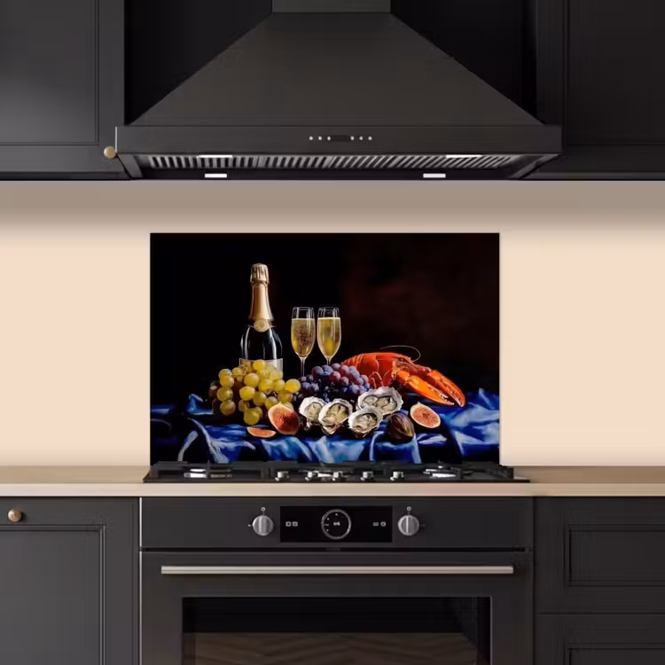 Kitchen splashback for hob - Champagne - Luxury - Oysters — 5
