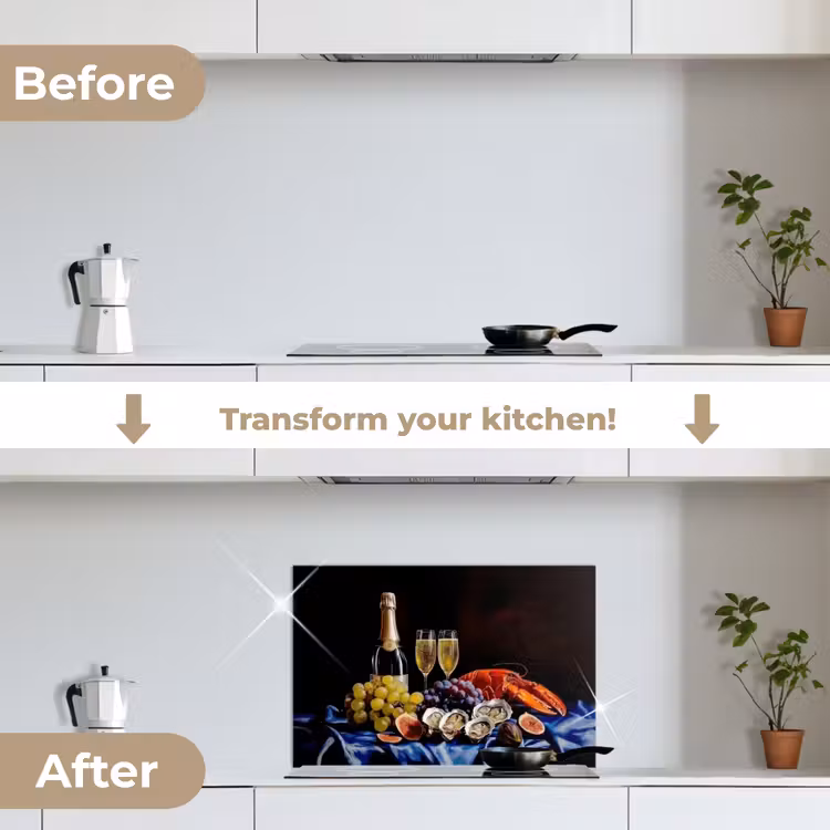 Kitchen splashback for hob - Champagne - Luxury - Oysters — 7