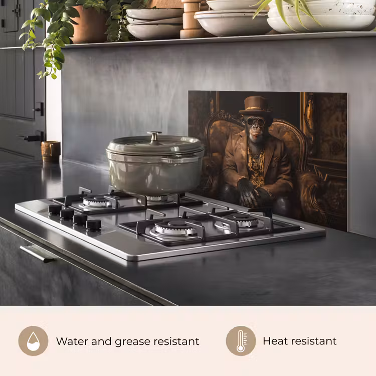 Kitchen splashback for hob - Chimpanzee - Chair - Suit - Brown — 2