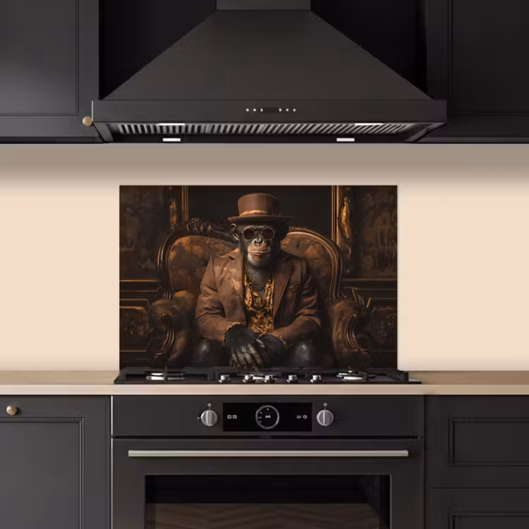 Kitchen splashback for hob - Chimpanzee - Chair - Suit - Brown — 5