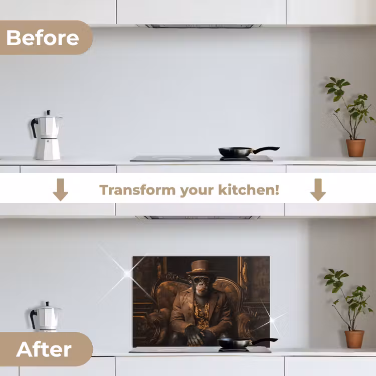 Kitchen splashback for hob - Chimpanzee - Chair - Suit - Brown — 7