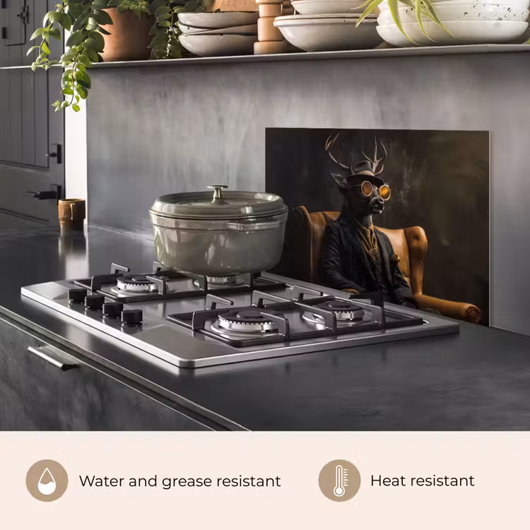 Kitchen splashback for hob - Deer - Sunglasses - Black - Suit — 2