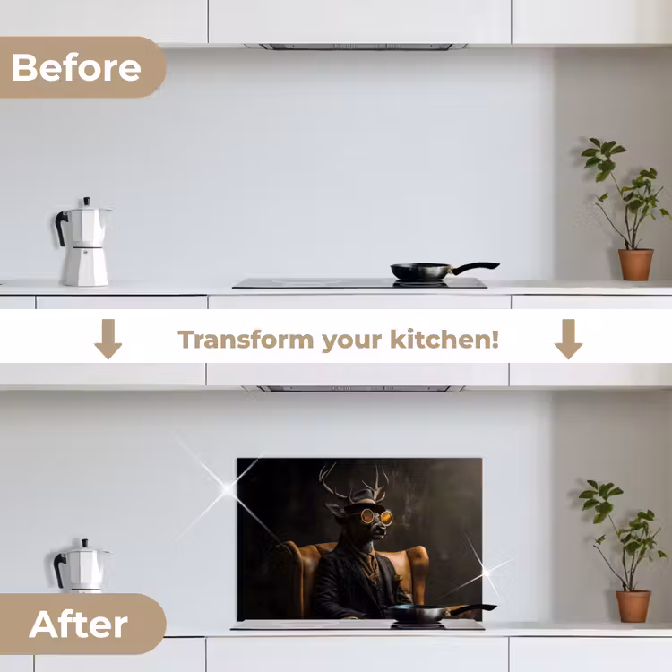 Kitchen splashback for hob - Deer - Sunglasses - Black - Suit — 7