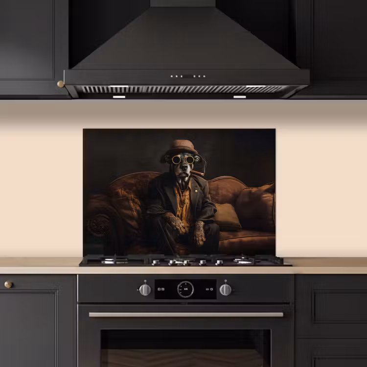 Kitchen splashback for hob - Dog - Cigar - Hat - Suit — 5
