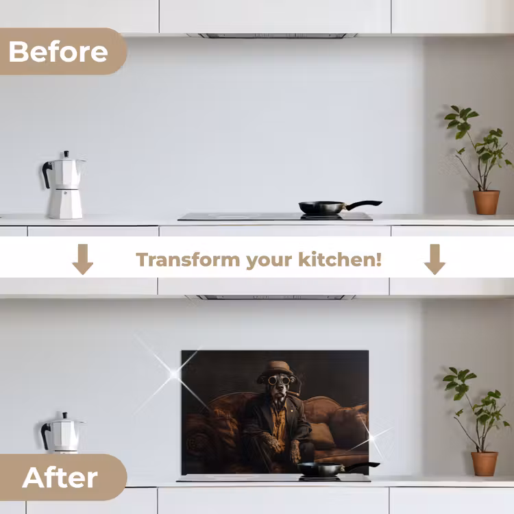 Kitchen splashback for hob - Dog - Cigar - Hat - Suit — 7