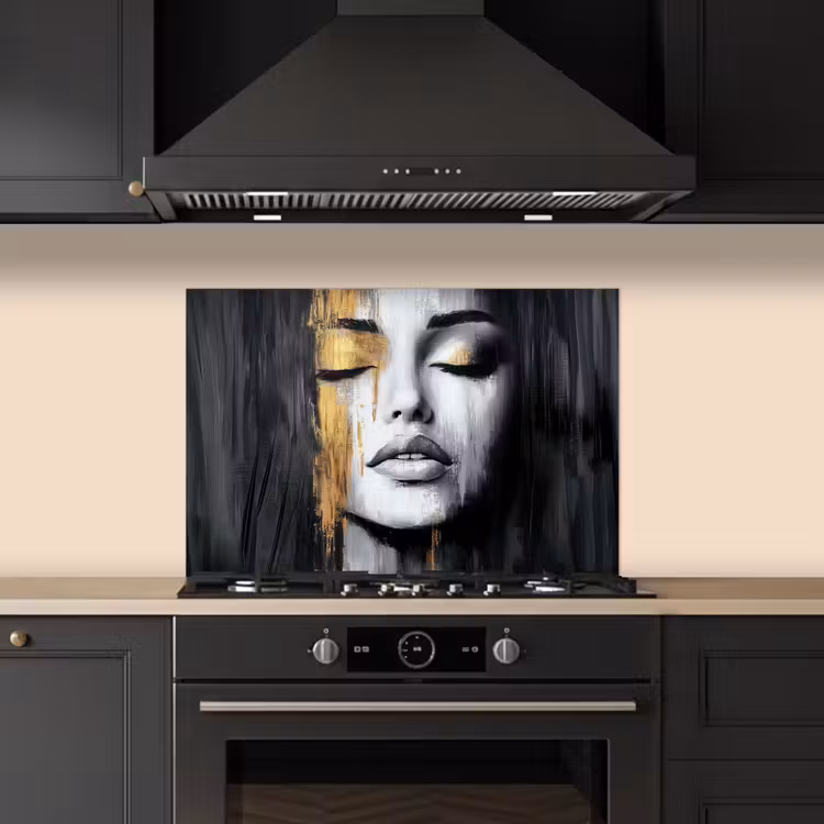 Kitchen splashback for hob - Face - Woman - Brush strokes - Abstract — 5